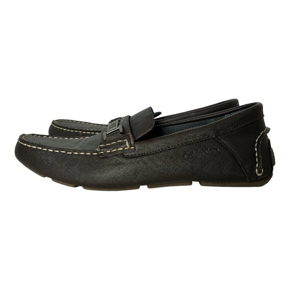 Calvin Klein Mens Morrie Weave Leather Driving Loafers Size 10.5 Old Money Brown - Picture 1 of 12